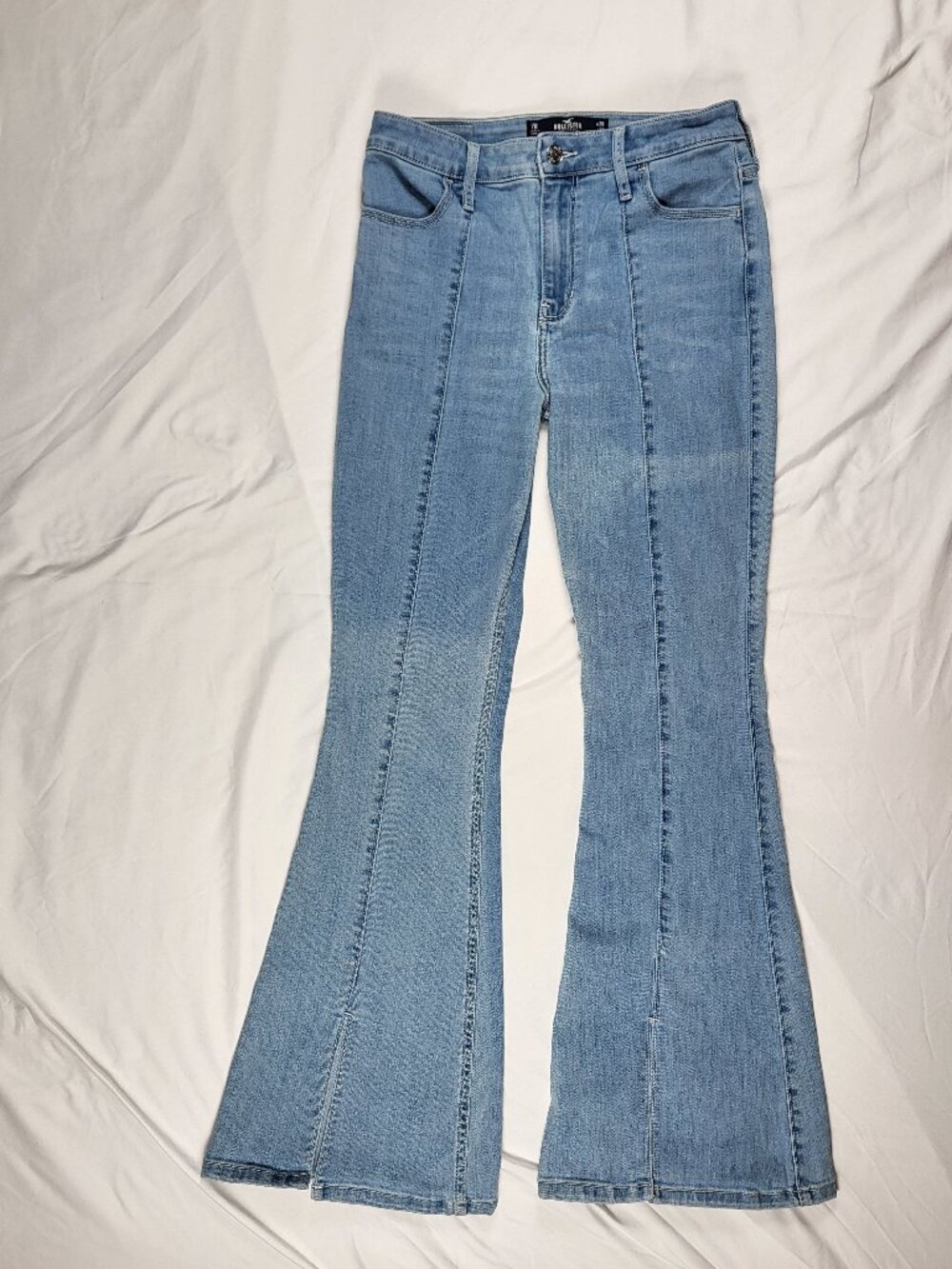 Hollister Jeans Women 28x31 High Rise Flare Slit Soft Stretch Y2K Retro Festival
